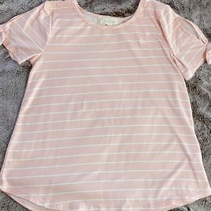 Girl's Btween Baby Pink Striped Tee